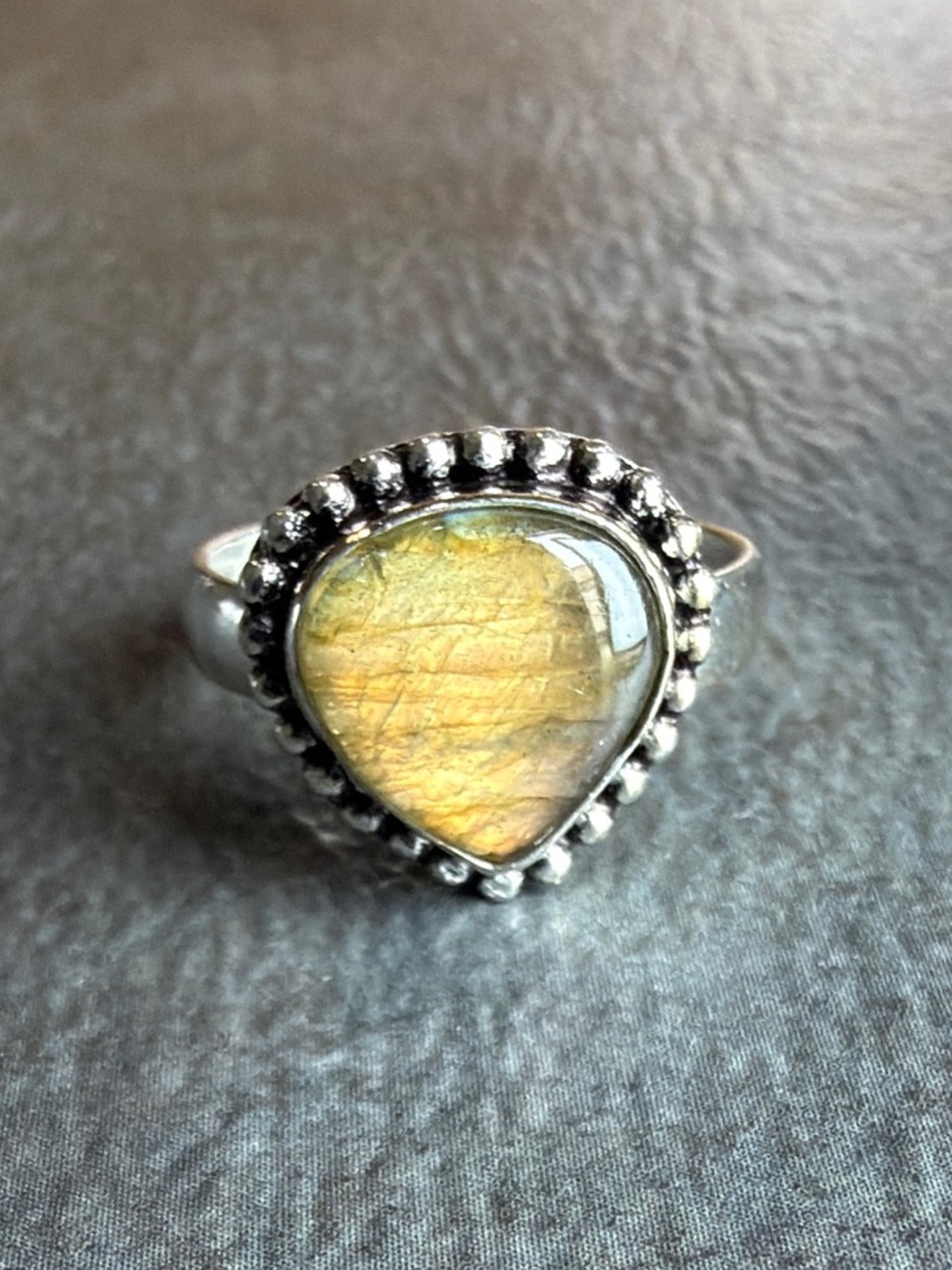 Silver 925 Overlay Size 6.5 Vintage Boho Women Jewelry Ring Labradorite Gemstone